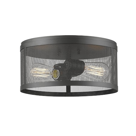 Z-Lite Meshsmith 2 Light Flush Mount, Bronze & Bronze 331F12-BRZ